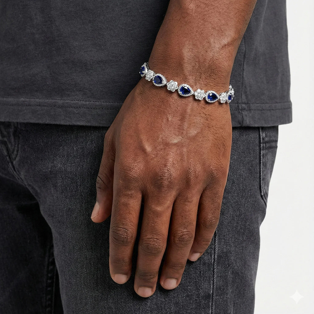 Blue Blossom Drop Bracelet - White