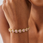 Pink Heart Crystal Bracelet - Yellow