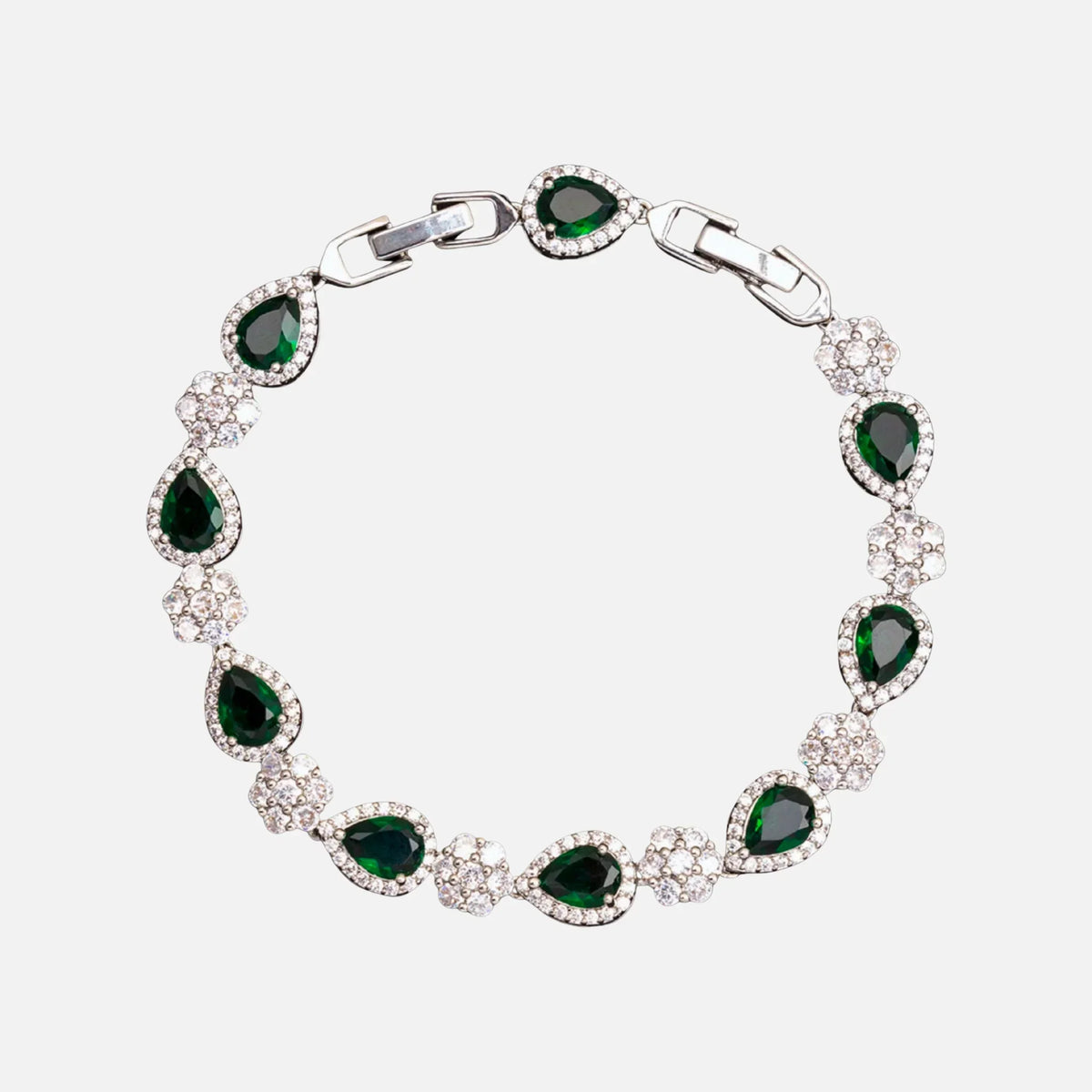 Green Blossom Drop Bracelet - White
