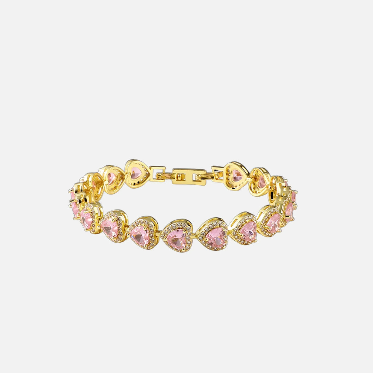 Pink Heart Crystal Bracelet - Yellow