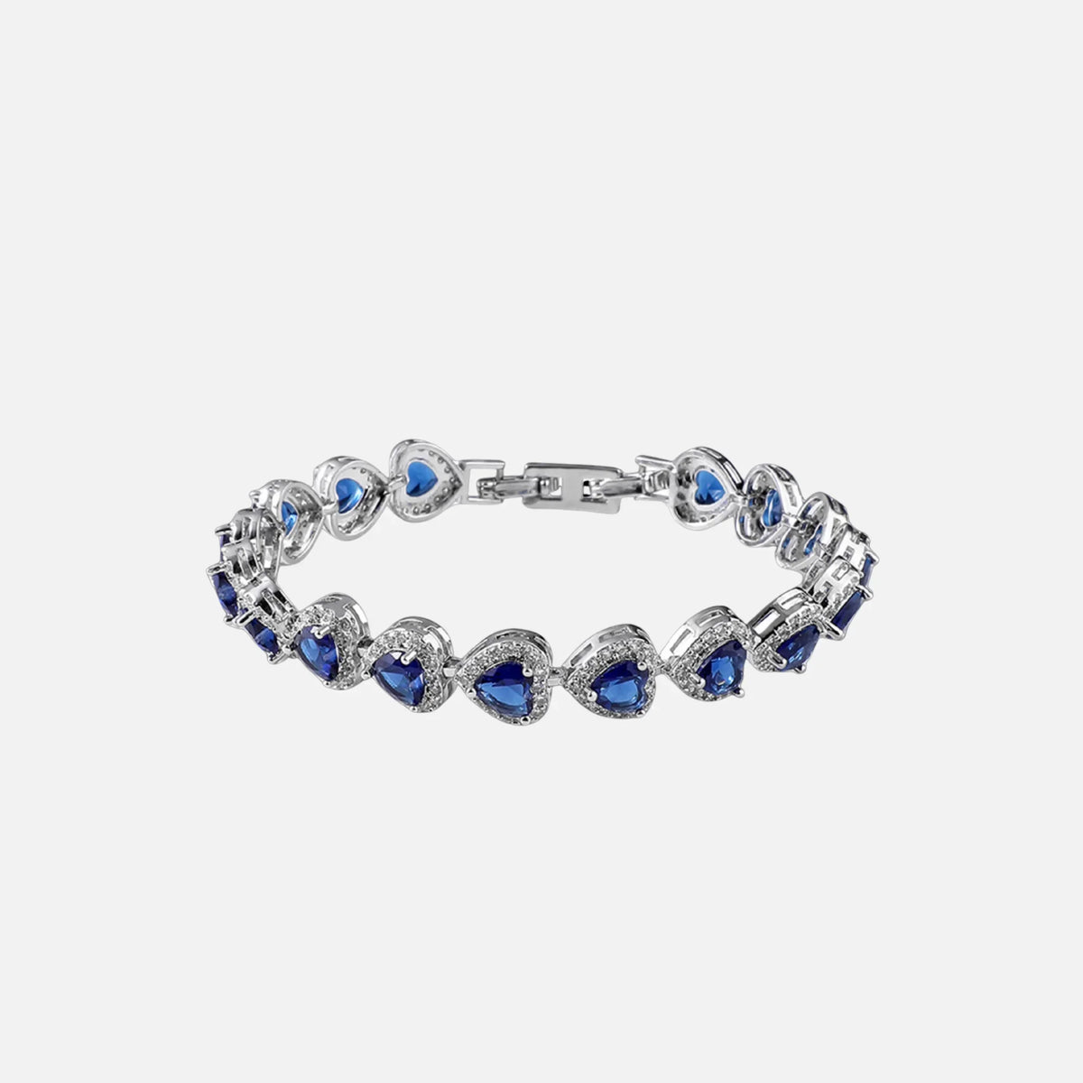 Blue Heart Crystal Bracelet - White