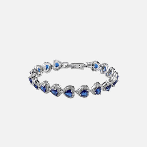 Blue Heart Crystal Bracelet - White