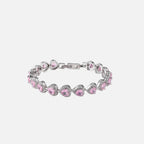 Pink Heart Crystal Bracelet - White
