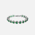 Green Heart Crystal Bracelet - White