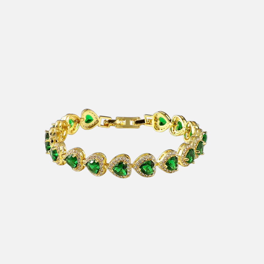 Green Heart Crystal Bracelet - Yellow