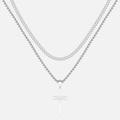 Cross X Cuban Chain - White