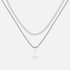 Cross X Cuban Chain - White