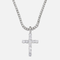 Iced Cross Pendant Chain - White
