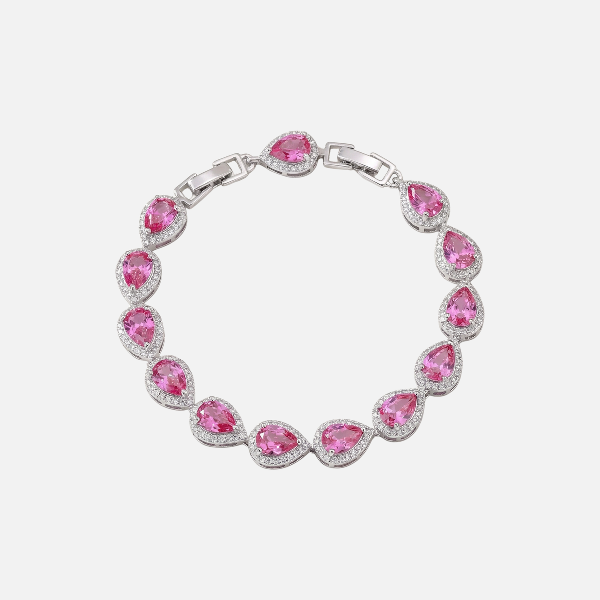 Pink Tear Drop Bracelet - White