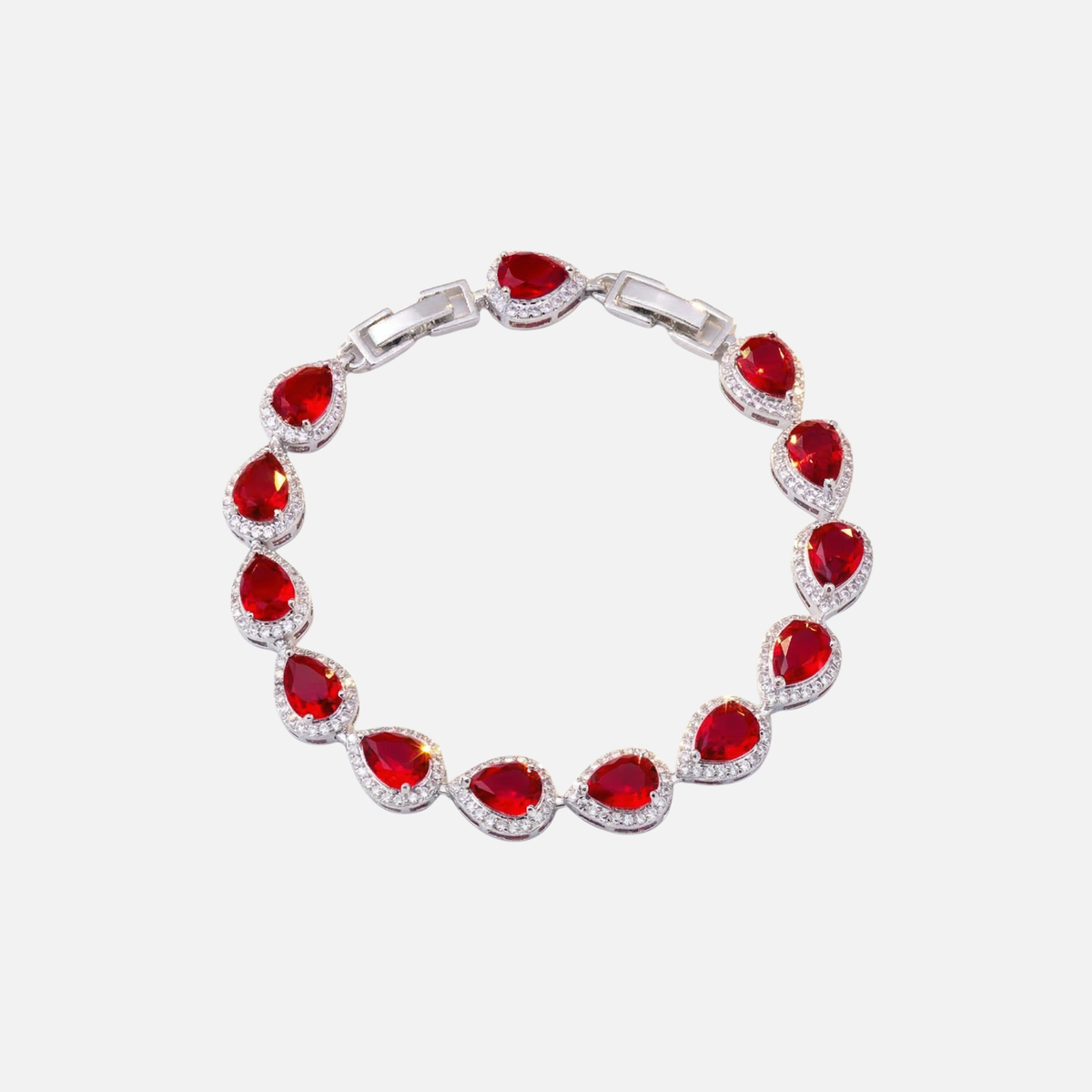 Red Tear Drop Bracelet - White