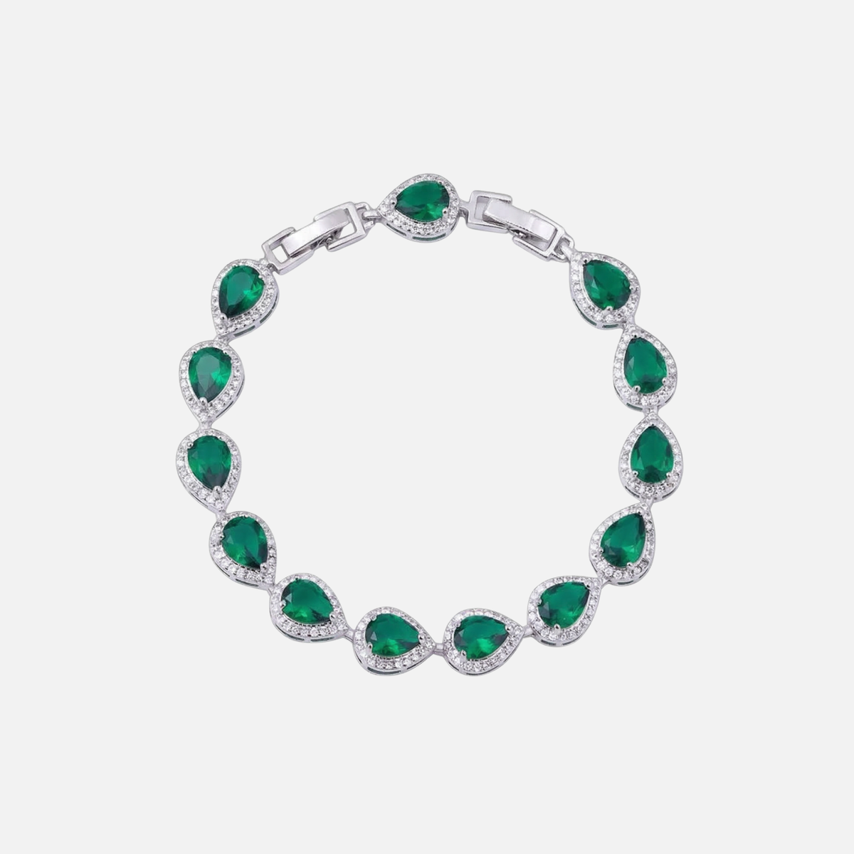 Green Tear Drop Bracelet - White