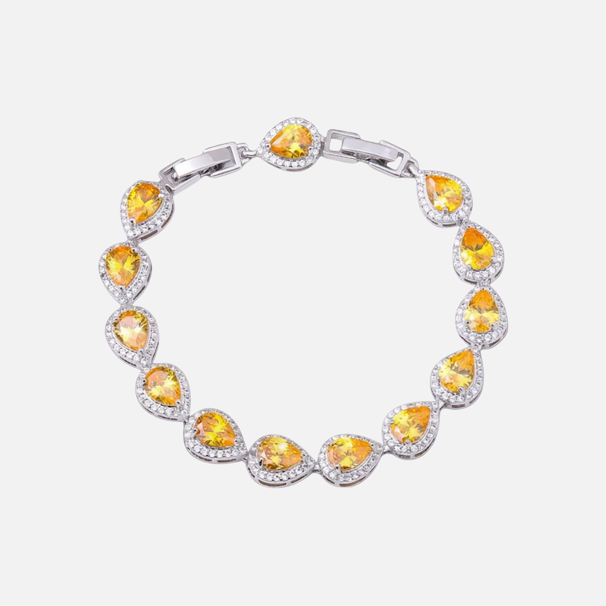 Yellow Tear Drop Bracelet - White