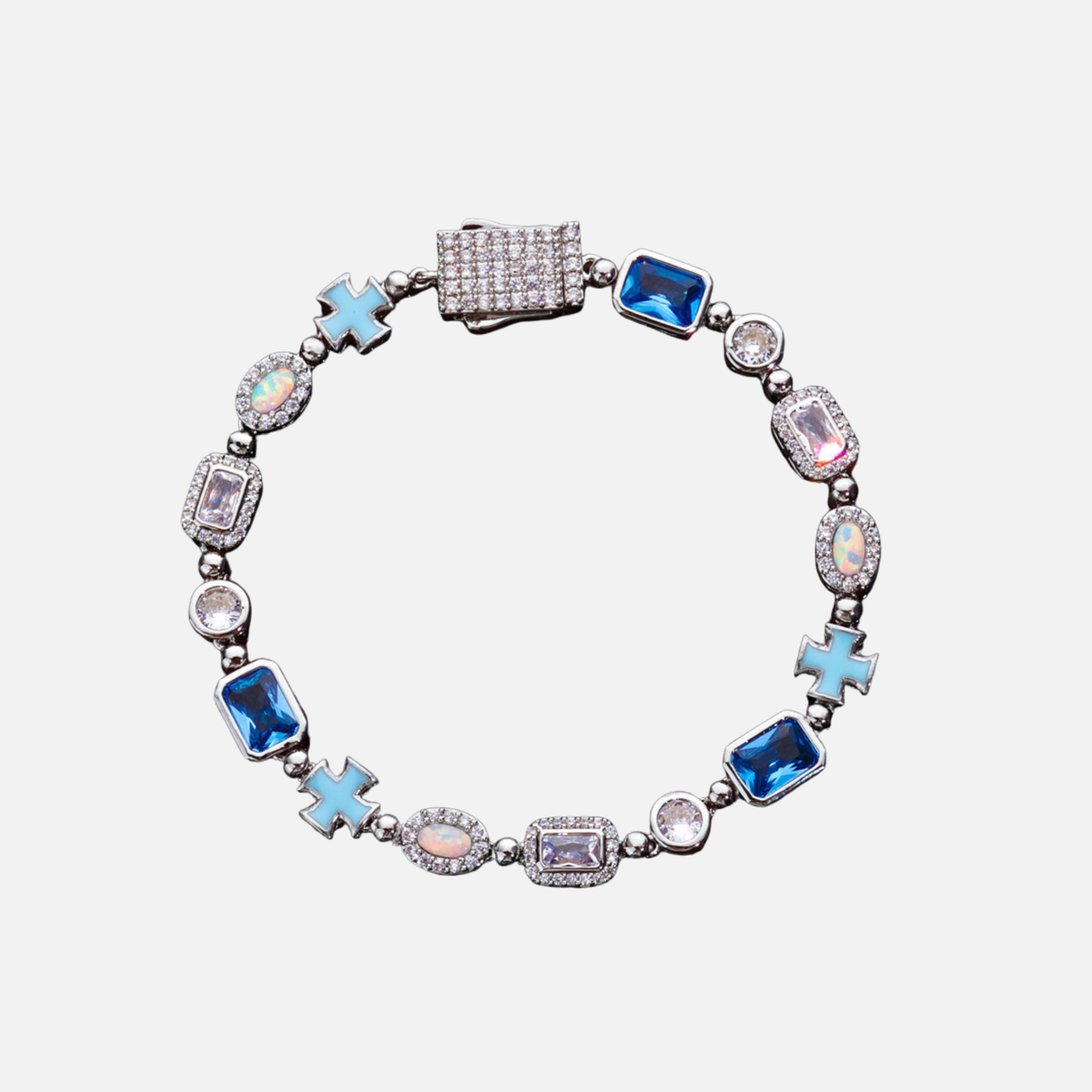 Cross & Opal Bracelet - White