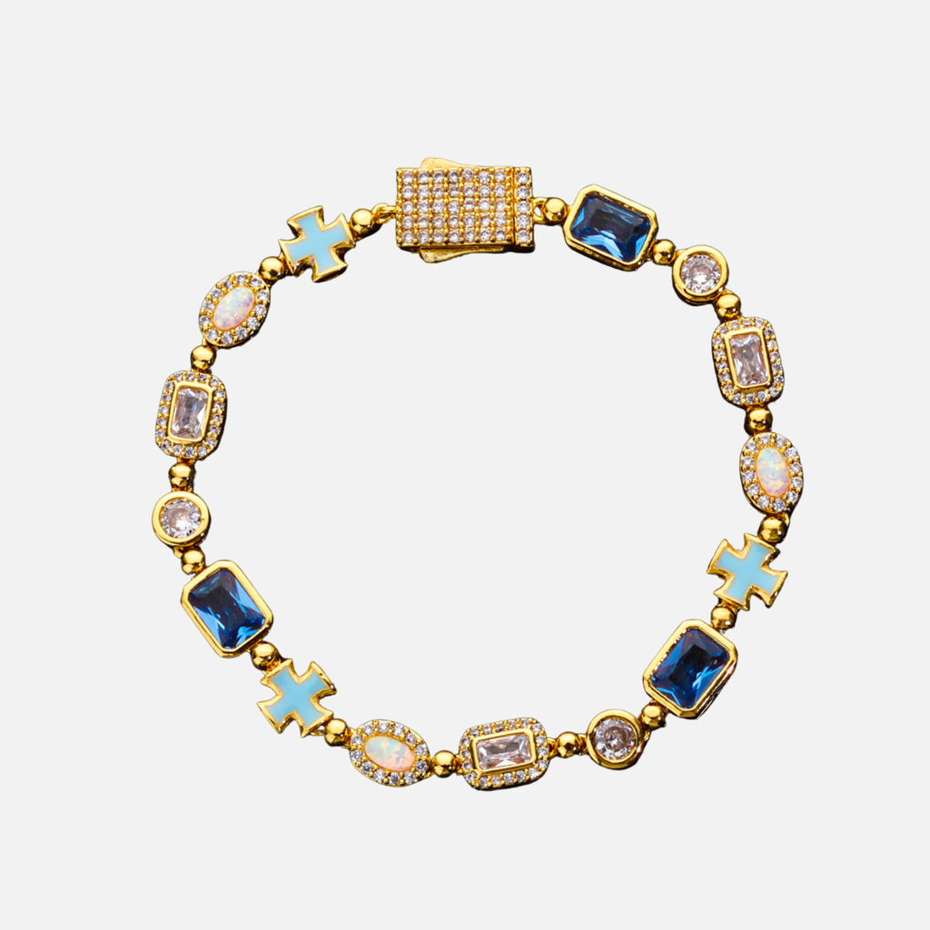 Cross & Opal Bracelet - Yellow