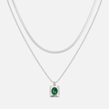 Green Gemstone Chain - White