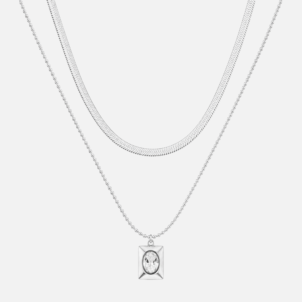 Clear Gemstone Chain - White