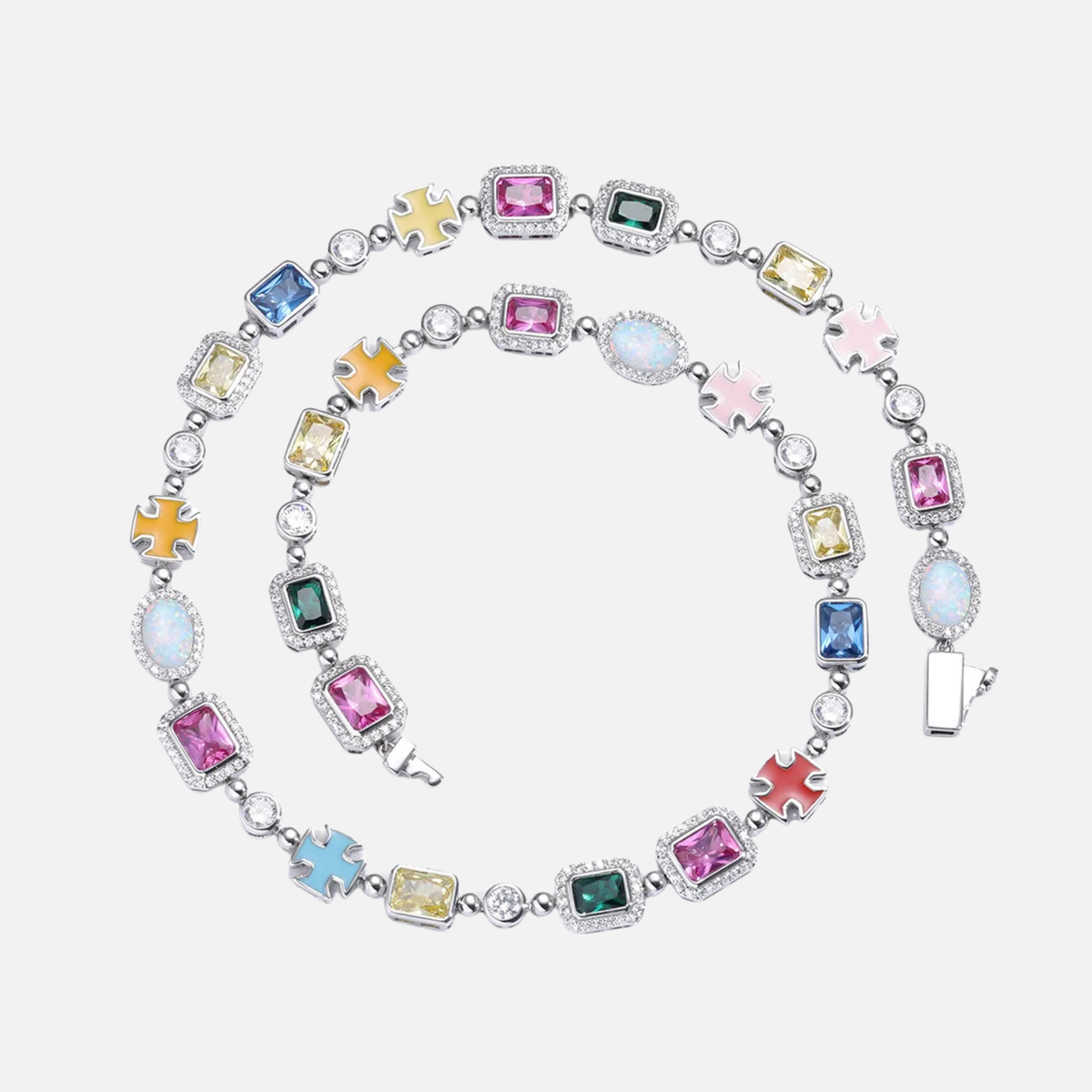 Mixed Gemstone Necklace - White