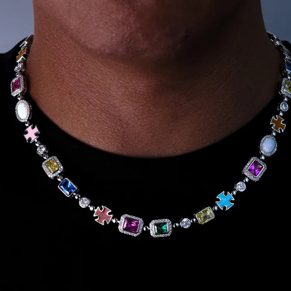 Mixed Gemstone Necklace - White